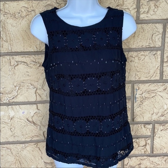 Banana Republic embellished Navy Blue Tank career Small - Picture 5 of 12
